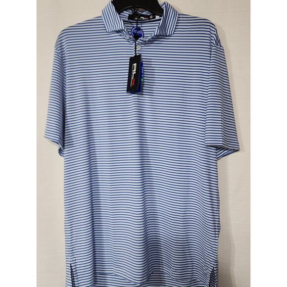 RLX Ralph Lauren Golf horizontal stripes Print Polo Men's medium NWT - Picture 7 of 9